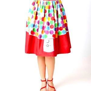 NWT Unique Vintage Gumball Machine Circle Skirt XL